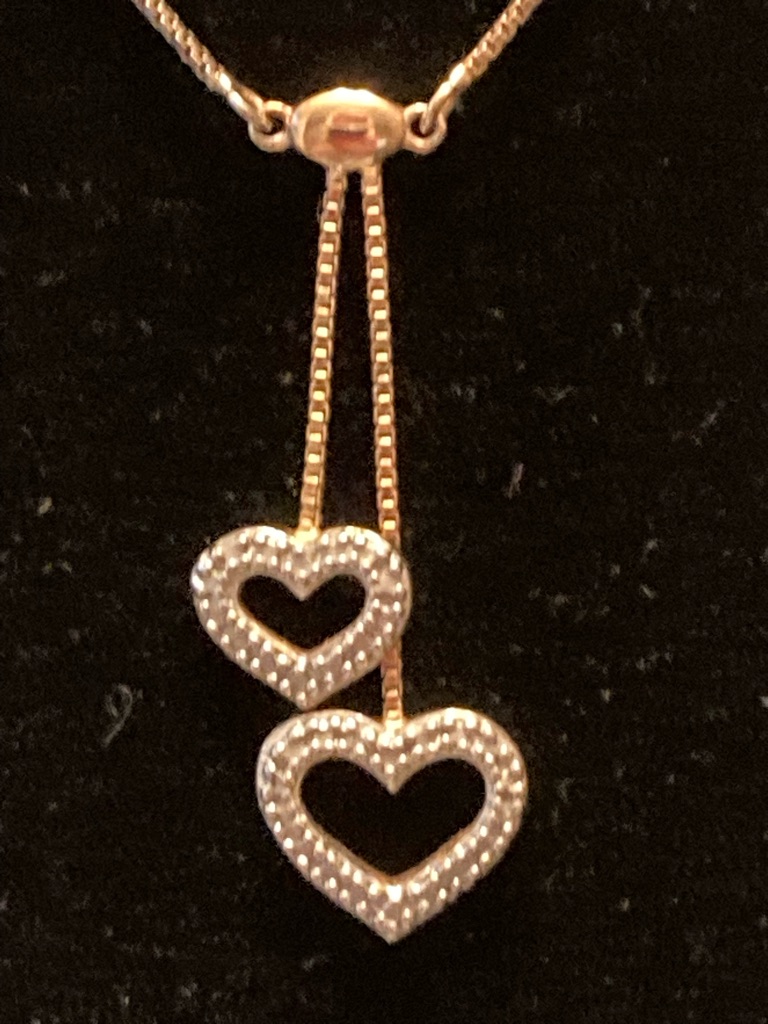 Gold Plated Sterling Double Heart Necklace